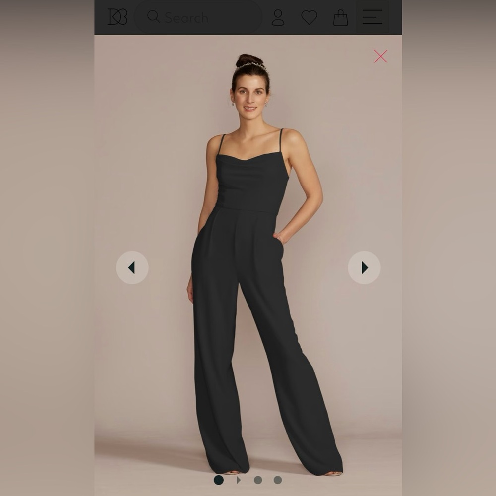 David’s Bridal Chiffon Spaghetti Strap Jumpsuit - Romper - Red Wine - size 8